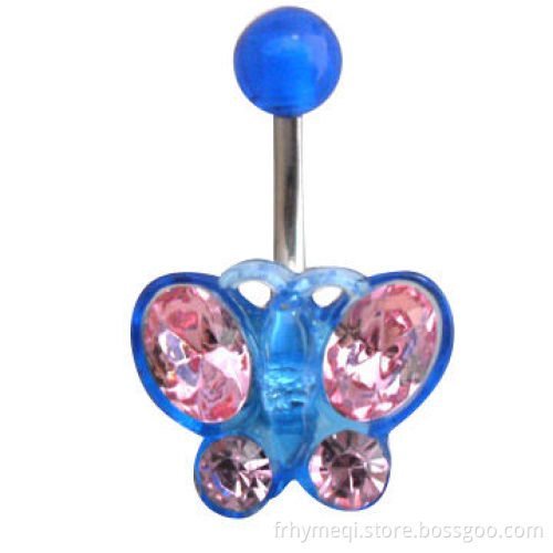 Acrylic butterfly design navel belly rings